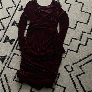 Elegant Velvet Burgundy Dress